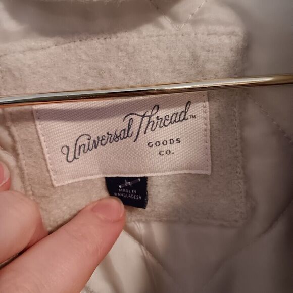 Universal Thread Women's Oversized Wool Jacket Size L Large Cream Plaid - Picture 2 of 6